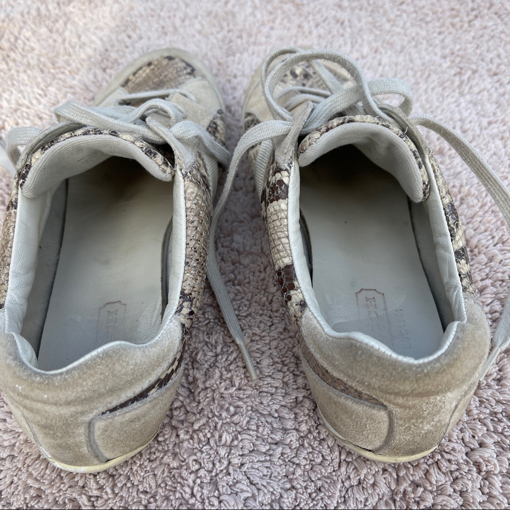 Coach Reina Snakeskin Sneakers Leather And Suede Lace Up Tan Brown Size 8 - Picture 7 of 11